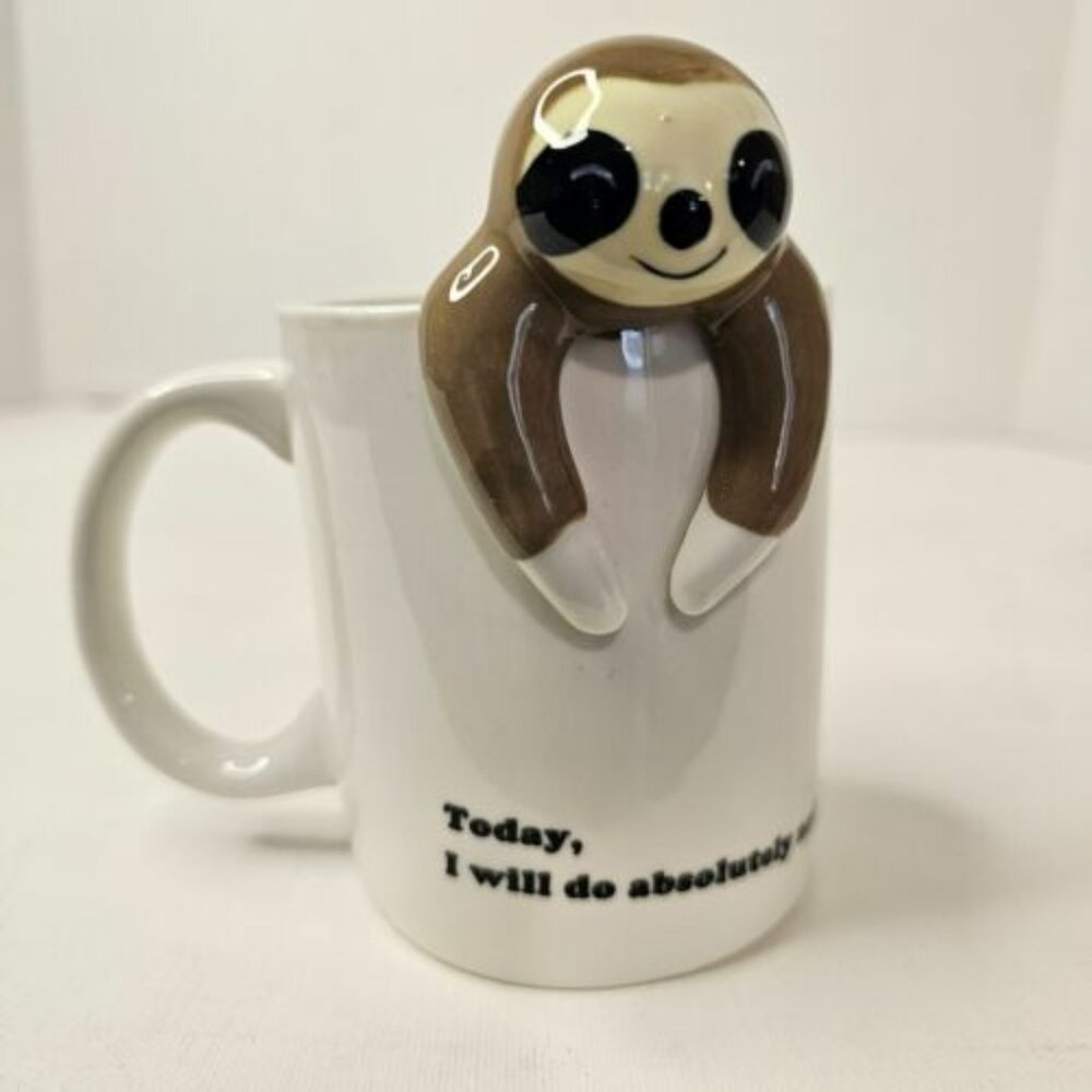 Decodyne Housewares White Mug I Will Do Absolutely Nothing 3D Sloth Coffee Cup